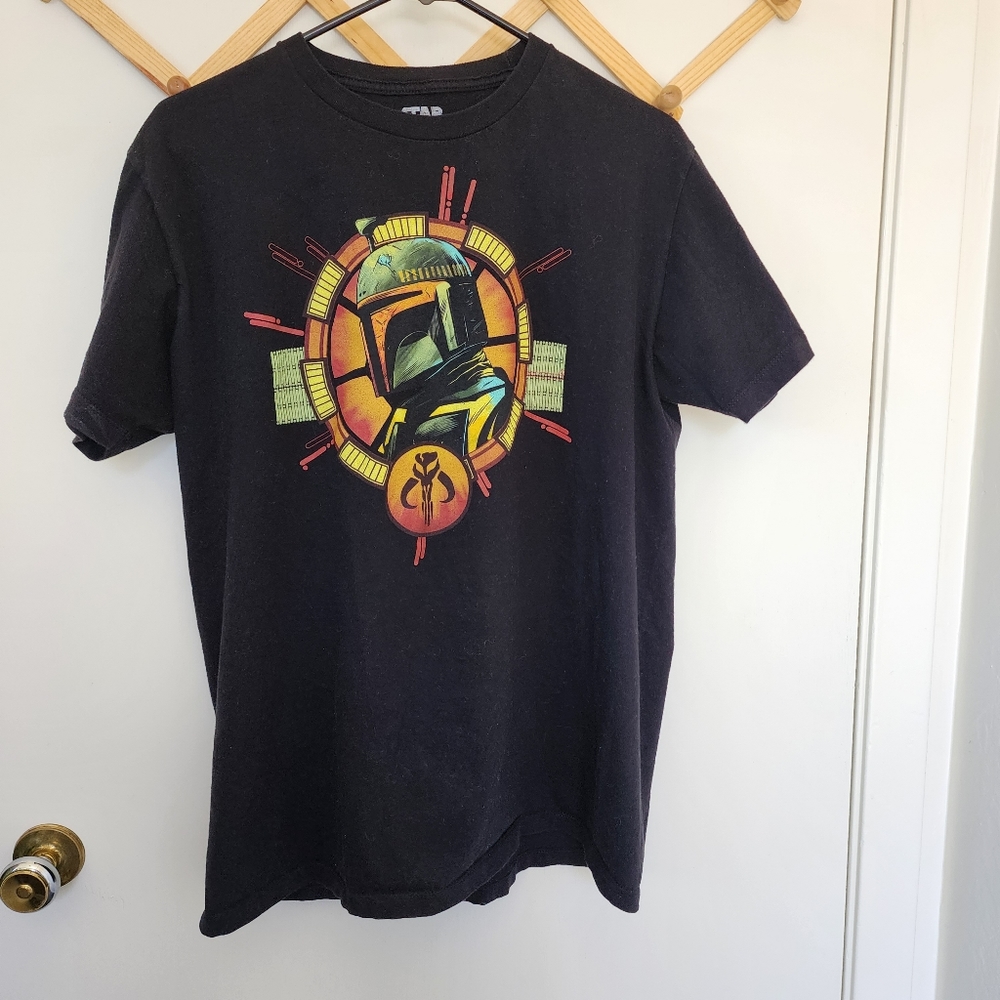 Star Wars Boba fett black Mens L t shirt used good condition